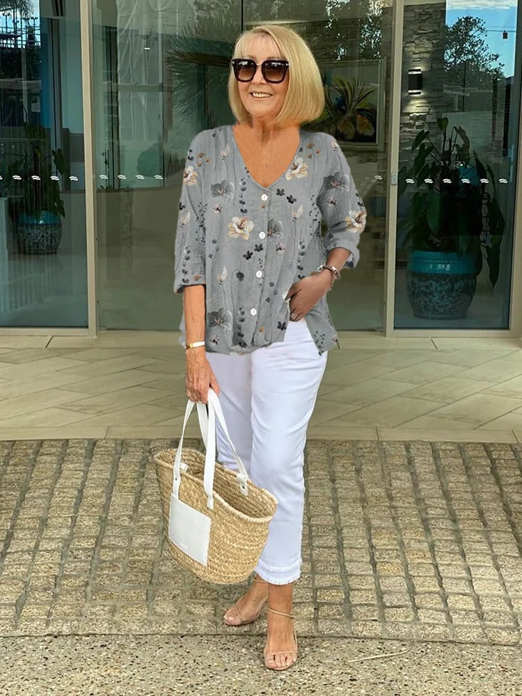 Teresa - Blouse Florale Élegante Avec Boutons