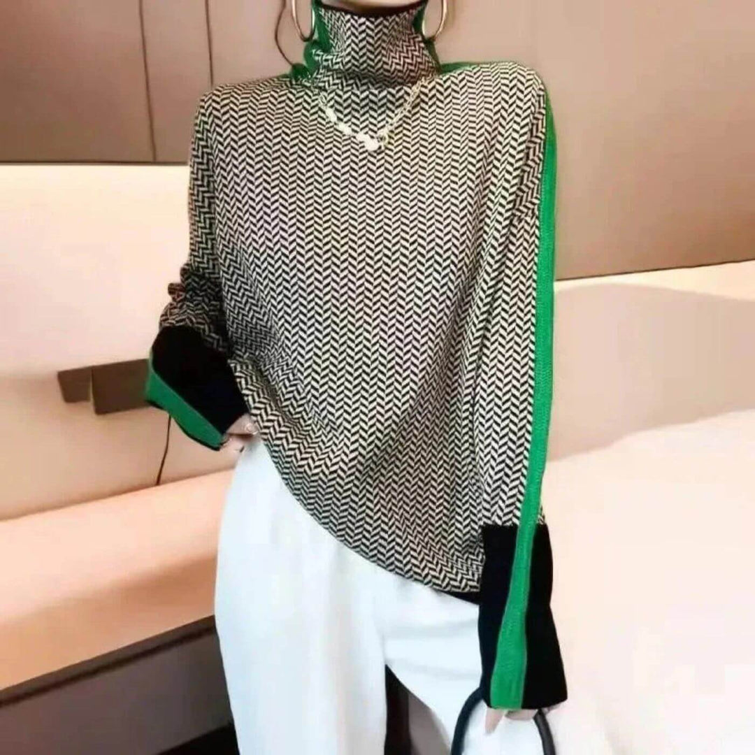 Leni - Pull Roulé Chic En Chevrons